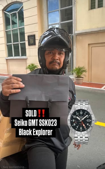 Seiko GMT SSK023 Black Explorer picked up by a rider