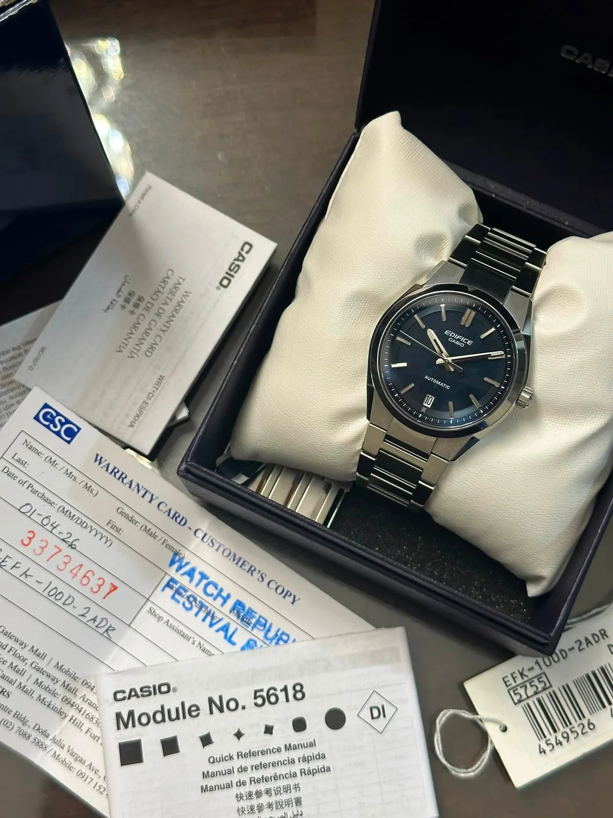 Casio Edifice EFK-100D-2A Blue Automatic — photo 2